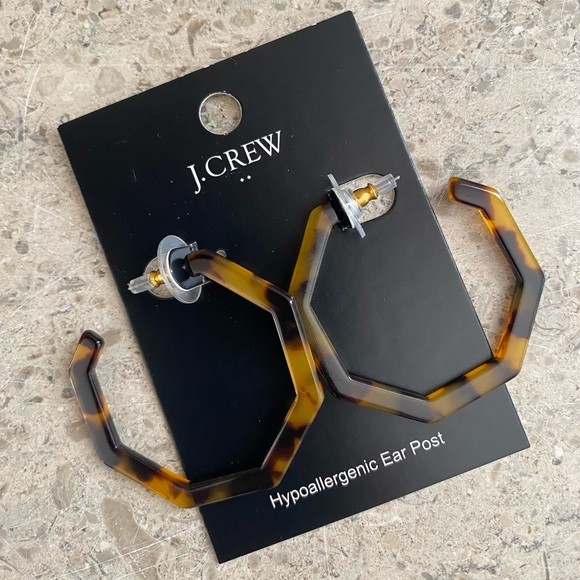 J. Crew Jewelry - J. Crew Tortoise hexagon hoop earrings.